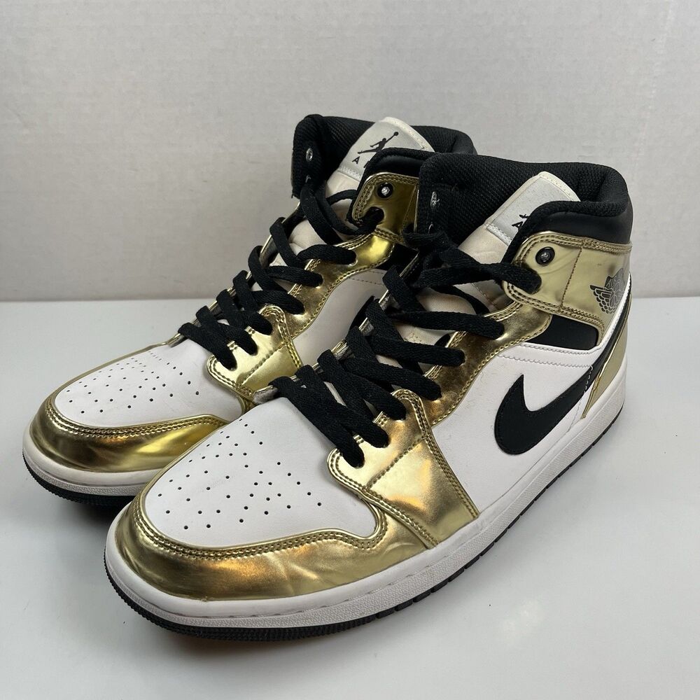 Nike Air Jordan 1 Mid SE Metallic Gold DC1419-700 Black White Men’s Size 11